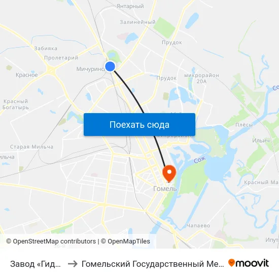 Завод «Гидропривод» to Гомельский Государственный Медицинский Университет map