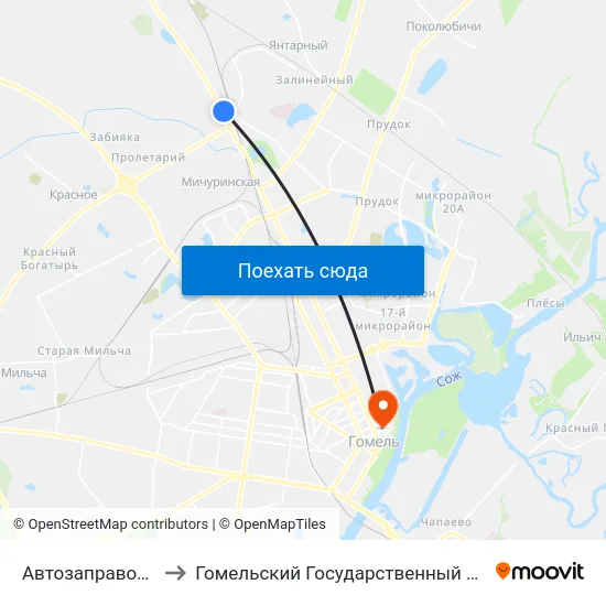 Автозаправочная Станция to Гомельский Государственный Медицинский Университет map
