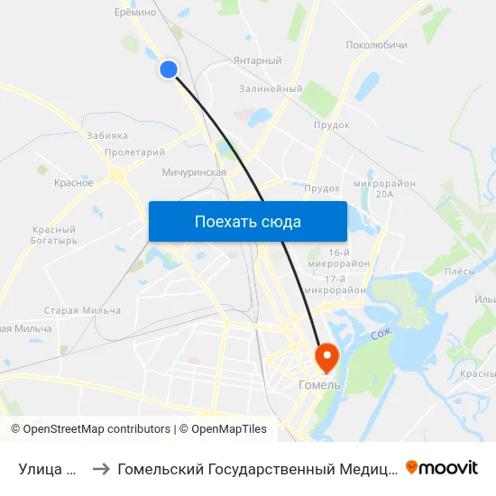 Улица Лесная to Гомельский Государственный Медицинский Университет map