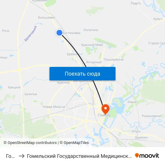 Горка to Гомельский Государственный Медицинский Университет map