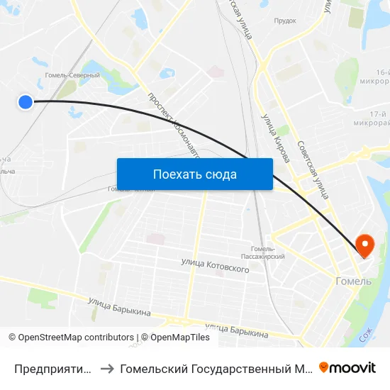 Предприятие «Химторг» to Гомельский Государственный Медицинский Университет map