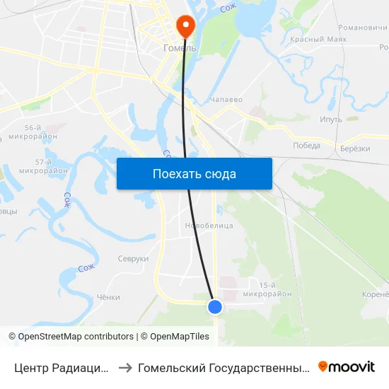 Центр Радиационной Медицины to Гомельский Государственный Медицинский Университет map