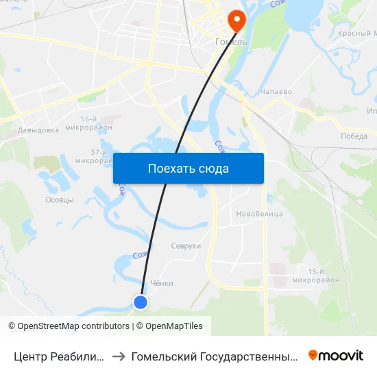 Центр Реабилитации «Живица» to Гомельский Государственный Медицинский Университет map