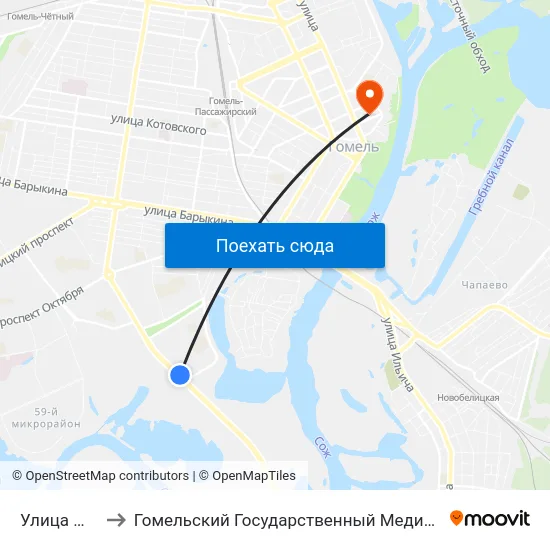 Улица Мележа to Гомельский Государственный Медицинский Университет map