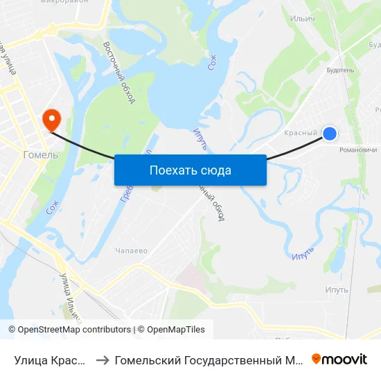Улица Красносельская to Гомельский Государственный Медицинский Университет map