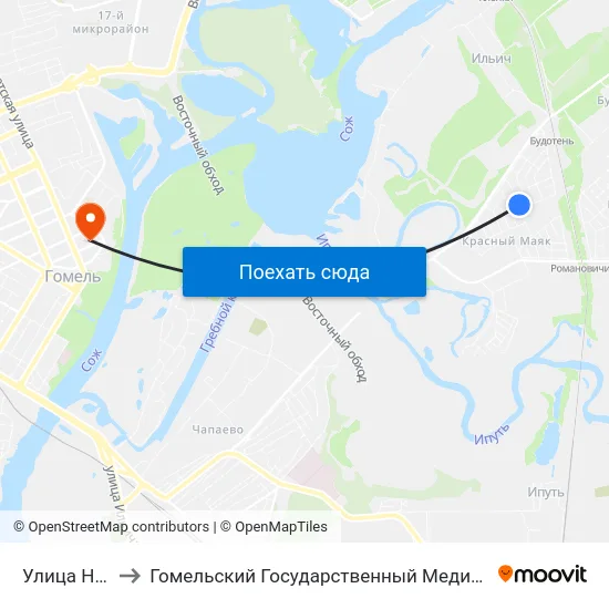 Улица Невская to Гомельский Государственный Медицинский Университет map