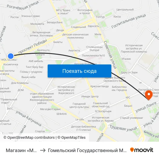 Магазин «Медтехника» to Гомельский Государственный Медицинский Университет map