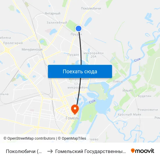 Поколюбичи (Переезд / Ветка) to Гомельский Государственный Медицинский Университет map