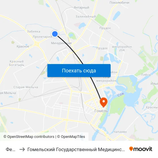 Ферма to Гомельский Государственный Медицинский Университет map