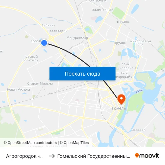 Агрогородок «Красное», Школа to Гомельский Государственный Медицинский Университет map