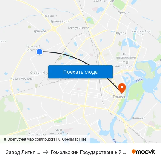 Завод Литья И Нормалей to Гомельский Государственный Медицинский Университет map