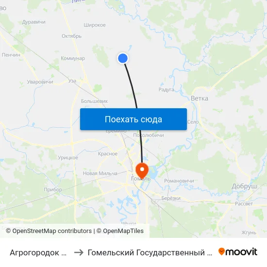Агрогородок «Даниловичи» to Гомельский Государственный Медицинский Университет map