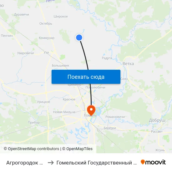 Агрогородок «Даниловичи» to Гомельский Государственный Медицинский Университет map