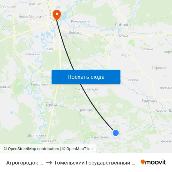 Агрогородок «Черетянка» to Гомельский Государственный Медицинский Университет map