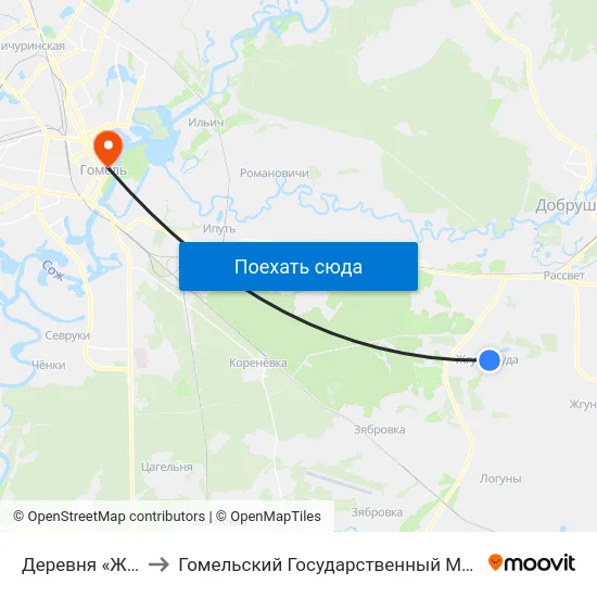 Деревня «Жгуно-Буда» to Гомельский Государственный Медицинский Университет map