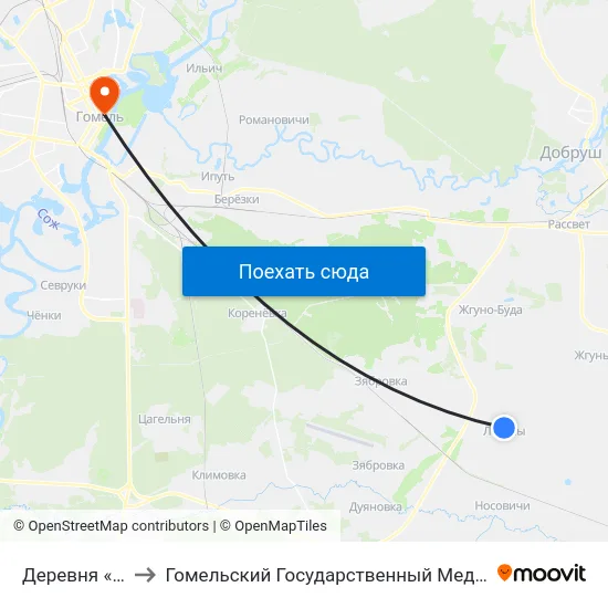 Деревня «Логуны» to Гомельский Государственный Медицинский Университет map