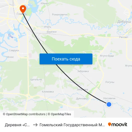 Деревня «Староселье» to Гомельский Государственный Медицинский Университет map