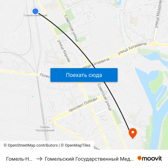 Гомель-Нечётный to Гомельский Государственный Медицинский Университет map