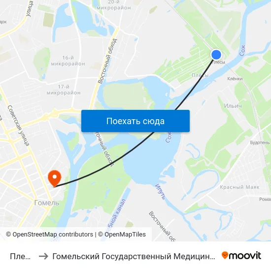 Плесы￼ to Гомельский Государственный Медицинский Университет map