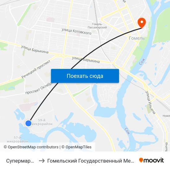Супермаркет Класс to Гомельский Государственный Медицинский Университет map