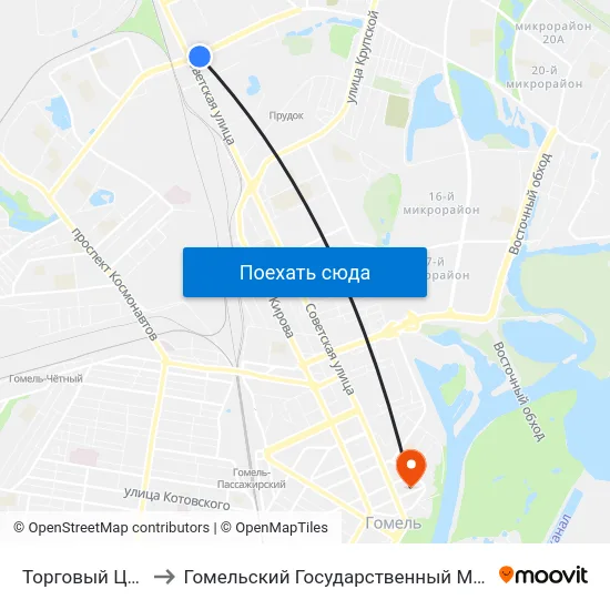 Торговый Центр «Ома» to Гомельский Государственный Медицинский Университет map