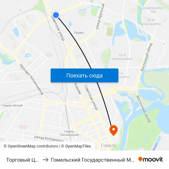 Торговый Центр «Ома» to Гомельский Государственный Медицинский Университет map