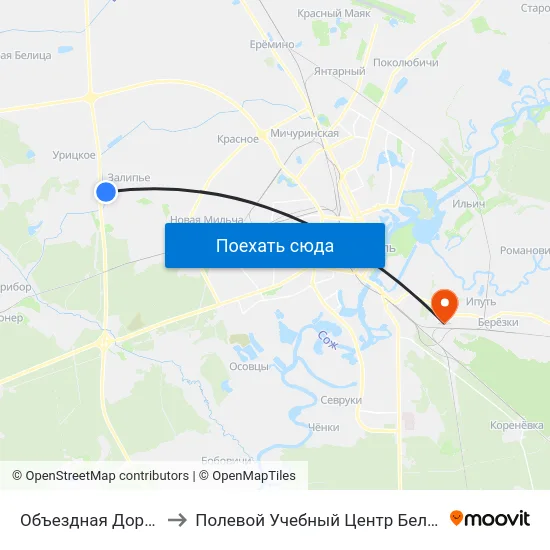 Объездная Дорога to Полевой Учебный Центр Белгута map