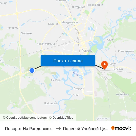 Поворот На Рандовское Кладбище to Полевой Учебный Центр Белгута map