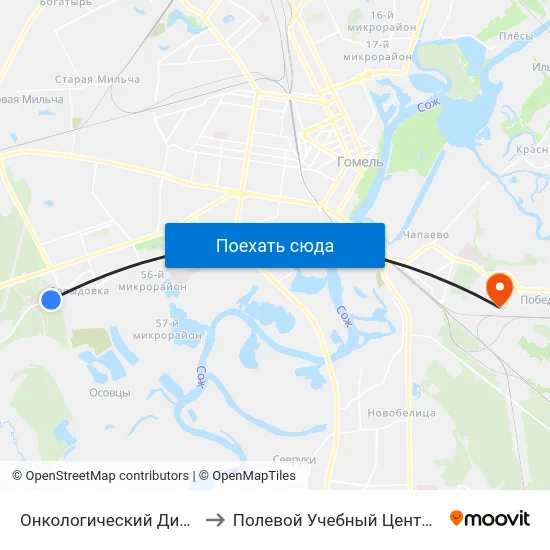 Онкологический Диспансер to Полевой Учебный Центр Белгута map