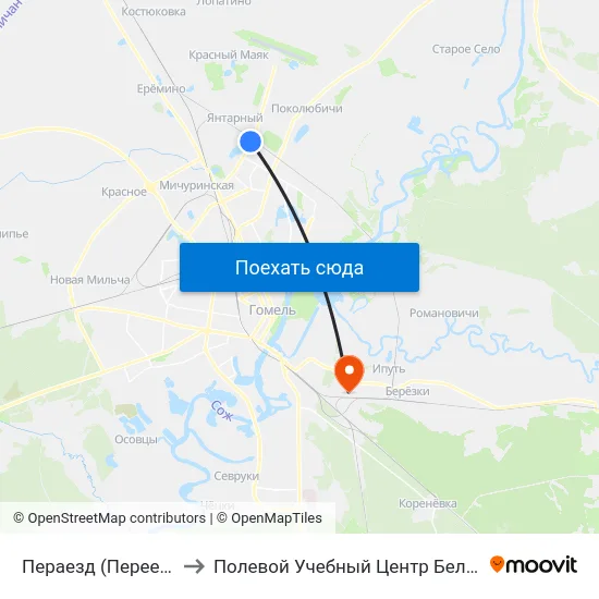 Пераезд (Переезд) to Полевой Учебный Центр Белгута map