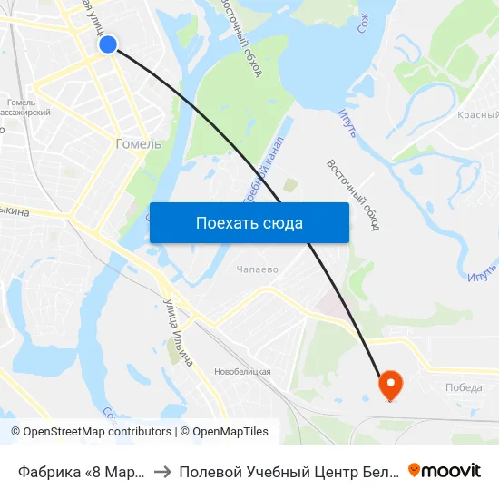 Фабрика «8 Марта» to Полевой Учебный Центр Белгута map