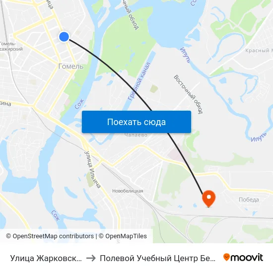 Улица Жарковского to Полевой Учебный Центр Белгута map