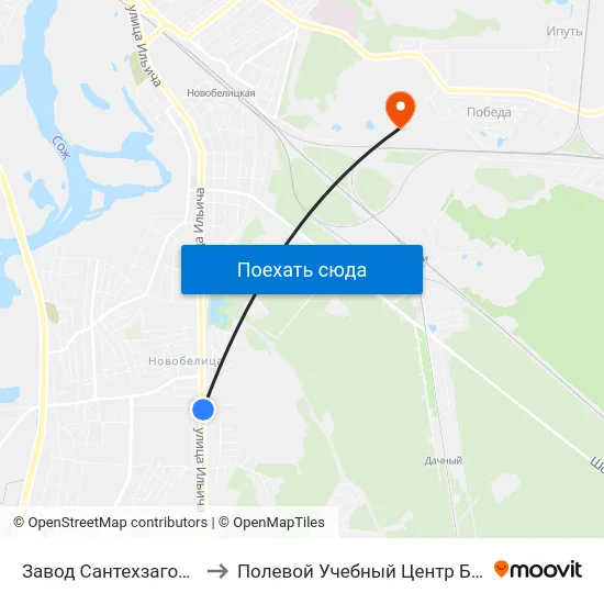 Завод Сантехзаготовок to Полевой Учебный Центр Белгута map