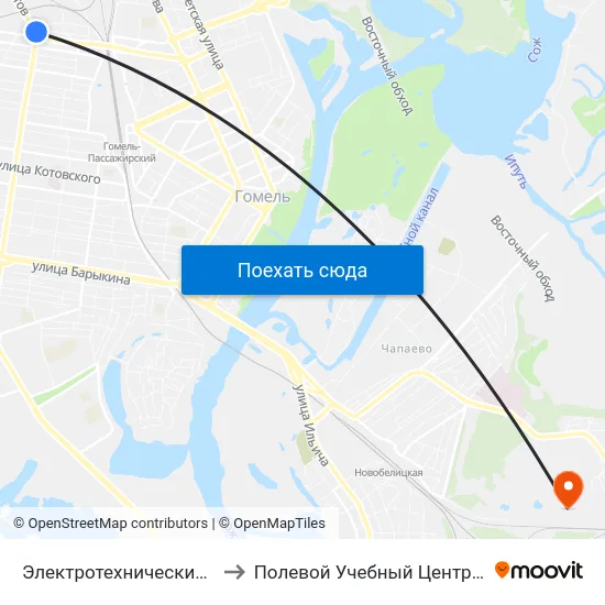 Электротехнический Завод to Полевой Учебный Центр Белгута map