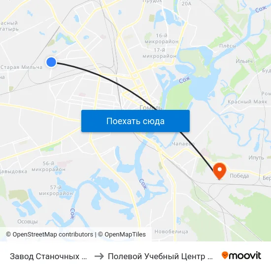 Завод Станочных Узлов to Полевой Учебный Центр Белгута map