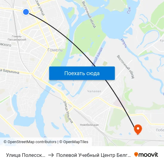 Улица Полесская to Полевой Учебный Центр Белгута map