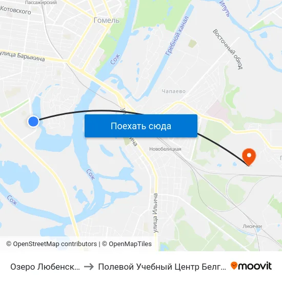 Озеро Любенское to Полевой Учебный Центр Белгута map