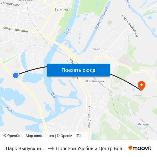 Парк Выпускников to Полевой Учебный Центр Белгута map