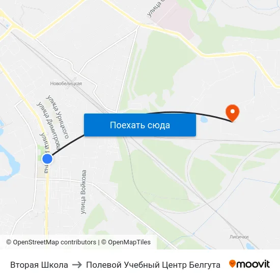 Вторая Школа to Полевой Учебный Центр Белгута map