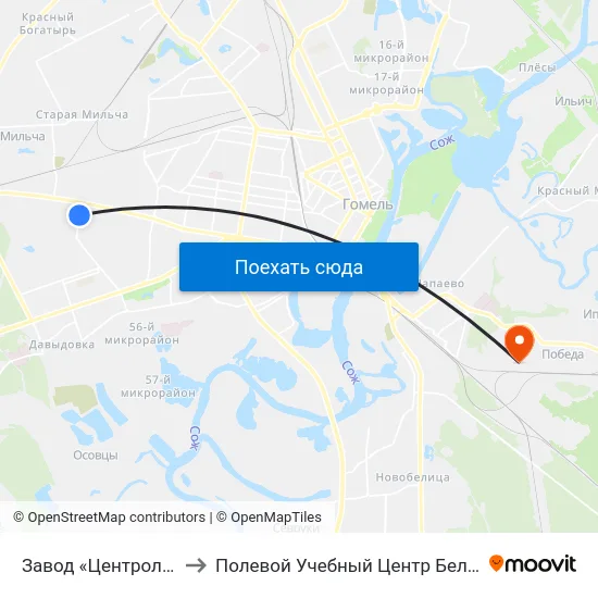 Завод «Центролит» to Полевой Учебный Центр Белгута map