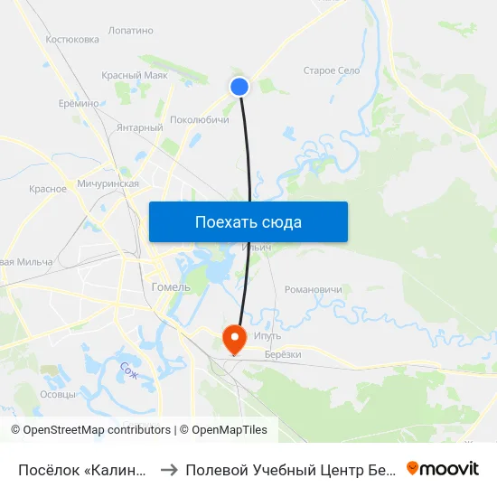Посёлок «Калинино» to Полевой Учебный Центр Белгута map