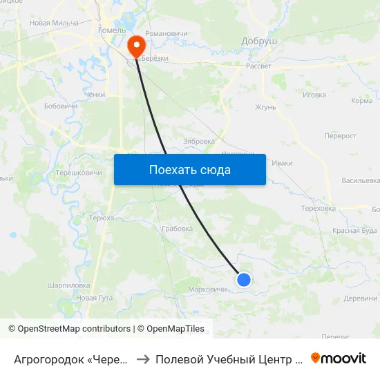 Агрогородок «Черетянка» to Полевой Учебный Центр Белгута map