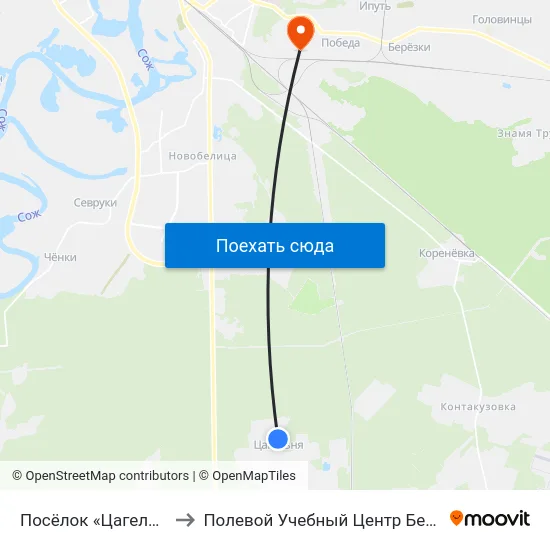 Посёлок «Цагельня» to Полевой Учебный Центр Белгута map