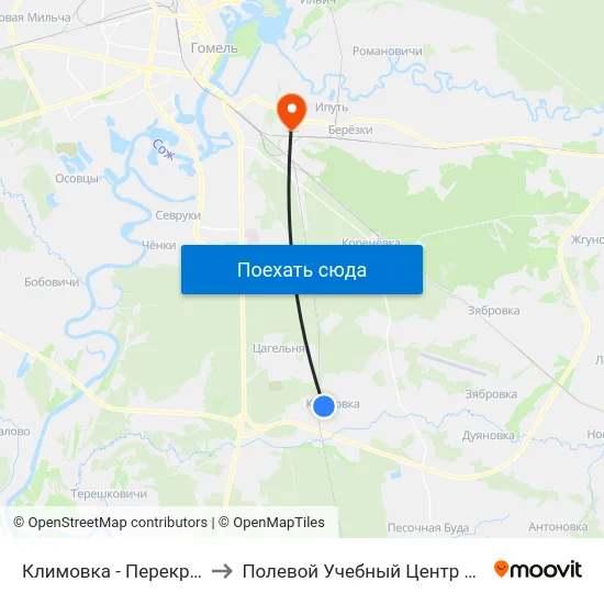 Климовка - Перекресток to Полевой Учебный Центр Белгута map