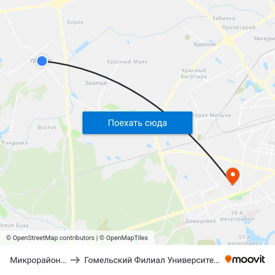 Микрорайон «Энергетик» to Гомельский Филиал Университета Гражданской Защиты Мчс map