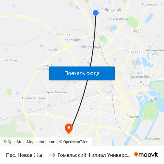 Пас. Новае Жыццё (Новая Жизнь) to Гомельский Филиал Университета Гражданской Защиты Мчс map