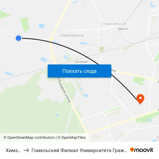 Химзавод to Гомельский Филиал Университета Гражданской Защиты Мчс map
