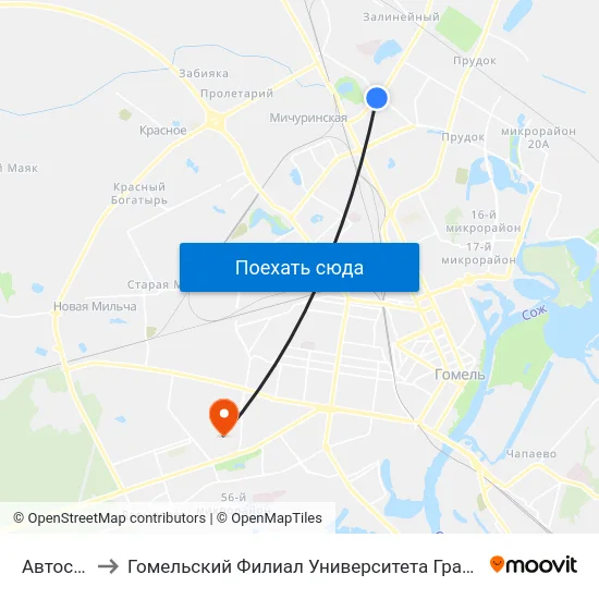 Автосервис to Гомельский Филиал Университета Гражданской Защиты Мчс map