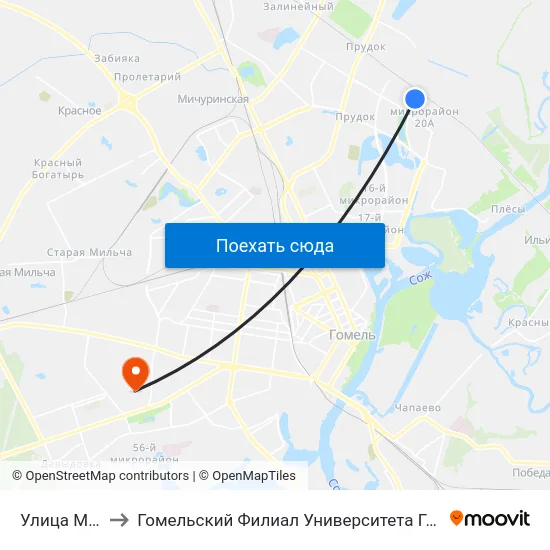 Улица Макаёнка to Гомельский Филиал Университета Гражданской Защиты Мчс map