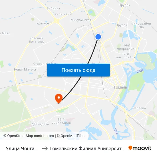 Улица Чонгарской Дивизии to Гомельский Филиал Университета Гражданской Защиты Мчс map